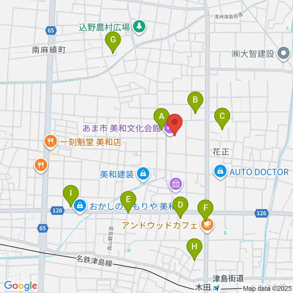 あま市美和文化会館周辺の駐車場・コインパーキング一覧地図