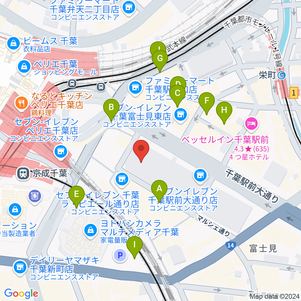 NHK文化センター千葉教室周辺の駐車場・コインパーキング一覧地図