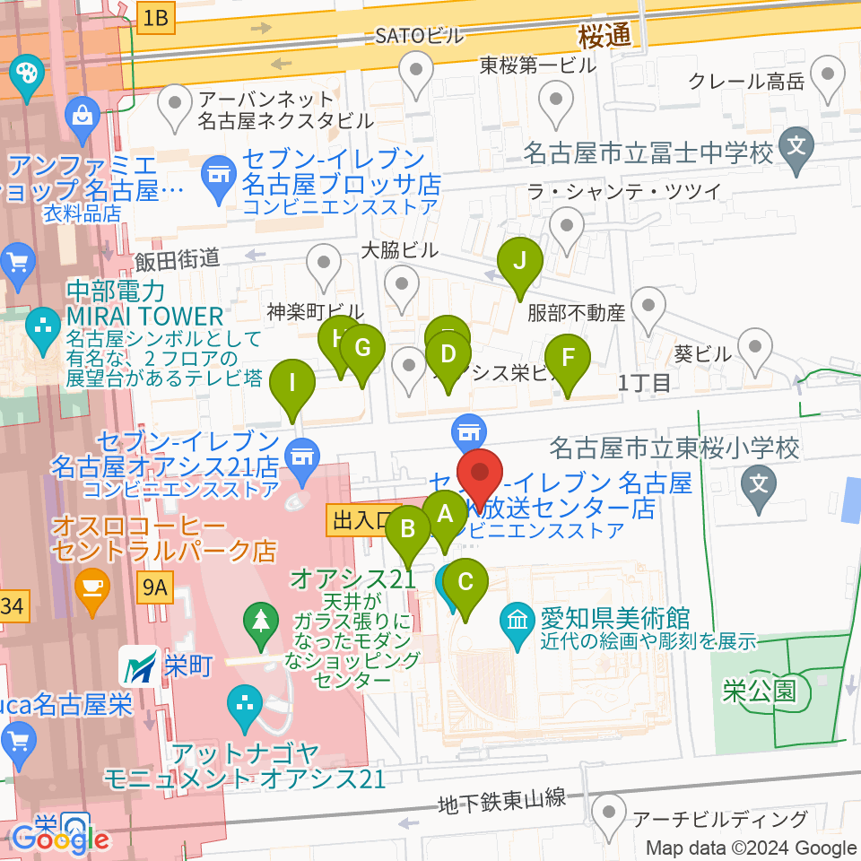 NHK文化センター 名古屋教室周辺の駐車場・コインパーキング一覧地図