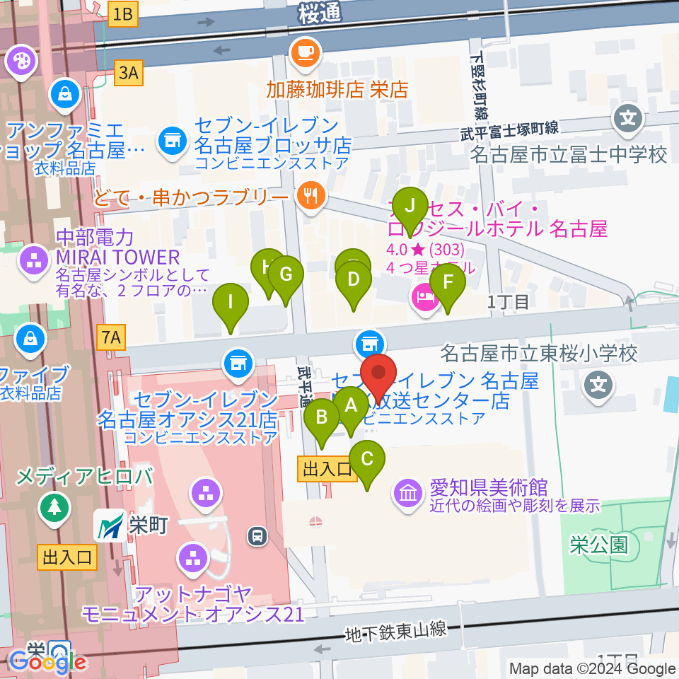 NHK文化センター 名古屋教室周辺の駐車場・コインパーキング一覧地図