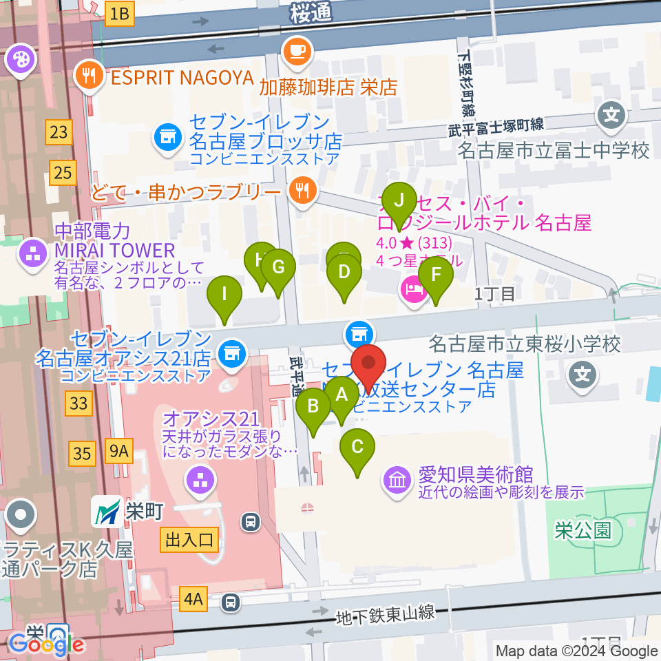 NHK文化センター 名古屋教室周辺の駐車場・コインパーキング一覧地図