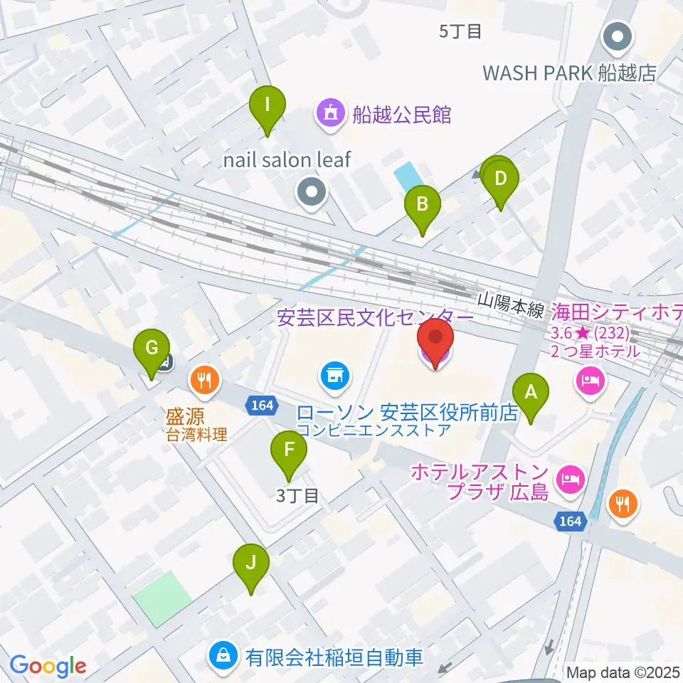 安芸区民文化センター周辺の駐車場・コインパーキング一覧地図