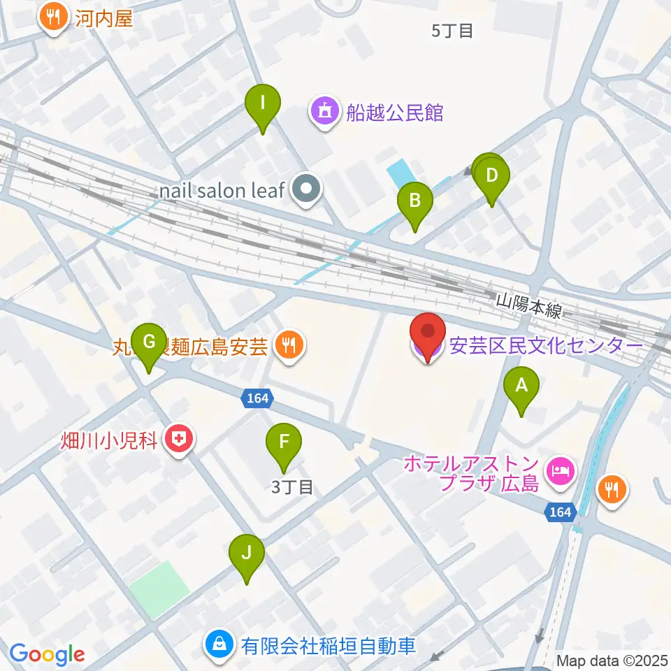 安芸区民文化センター周辺の駐車場・コインパーキング一覧地図