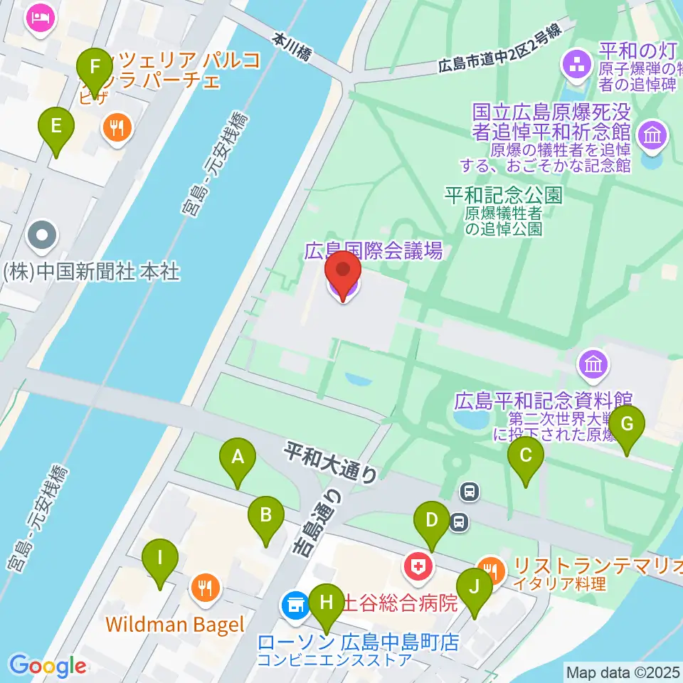 広島国際会議場フェニックスホール周辺の駐車場・コインパーキング一覧地図