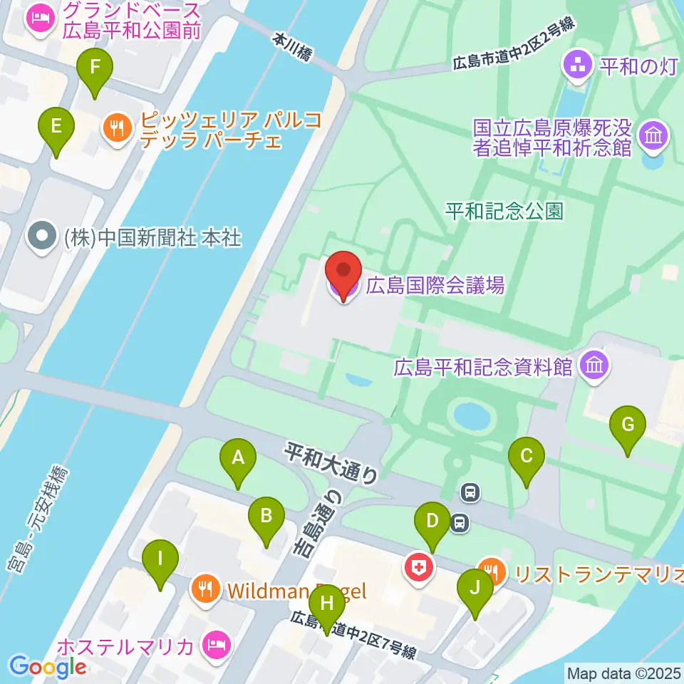 広島国際会議場フェニックスホール周辺の駐車場・コインパーキング一覧地図