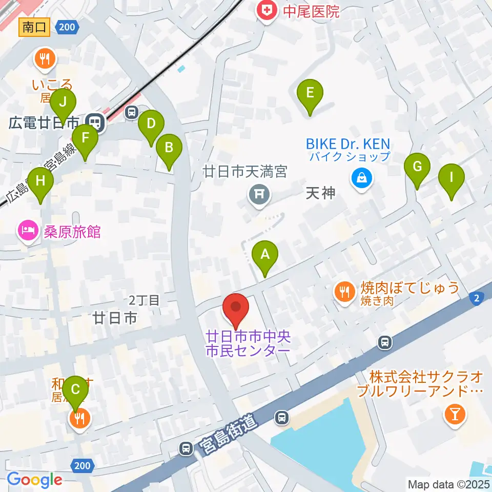 廿日市市中央市民センター周辺の駐車場・コインパーキング一覧地図