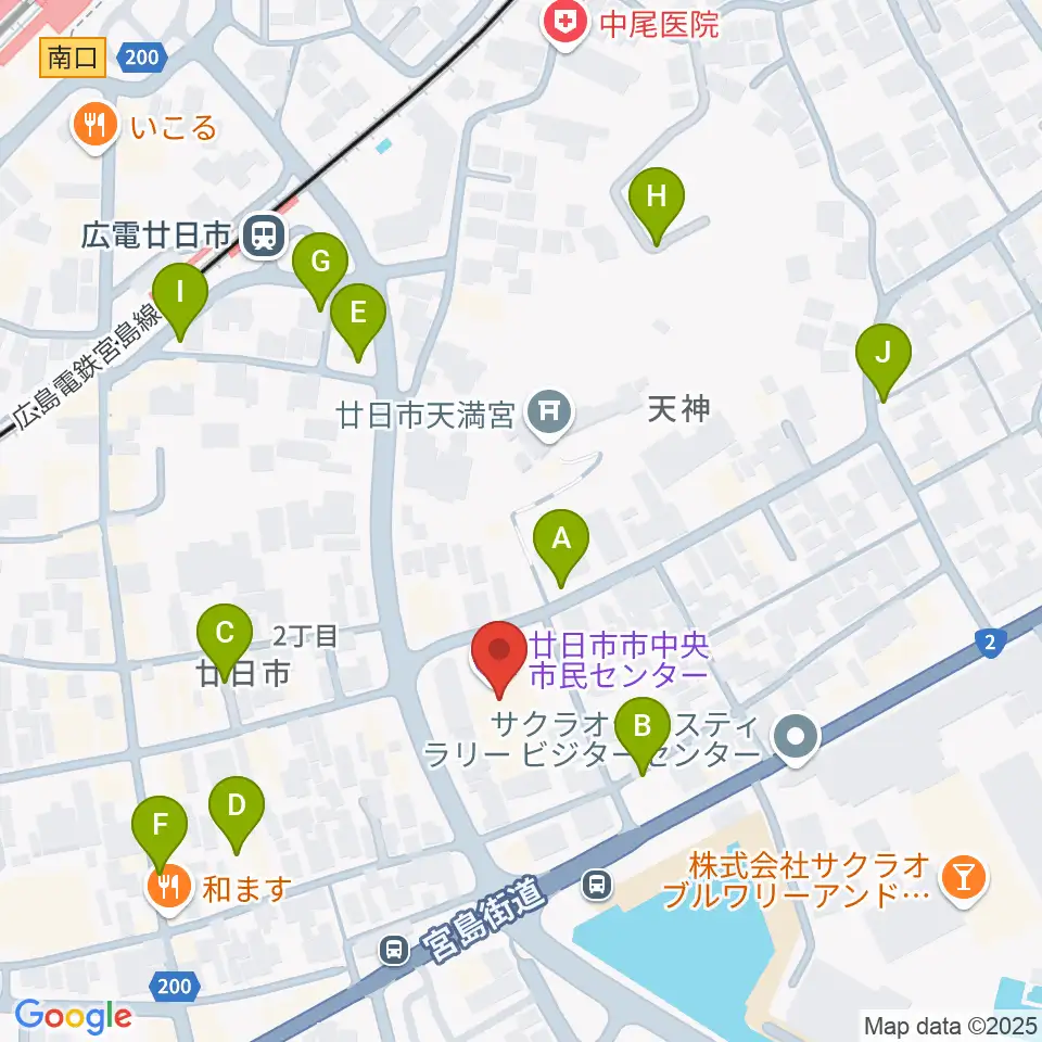 廿日市市中央市民センター周辺の駐車場・コインパーキング一覧地図
