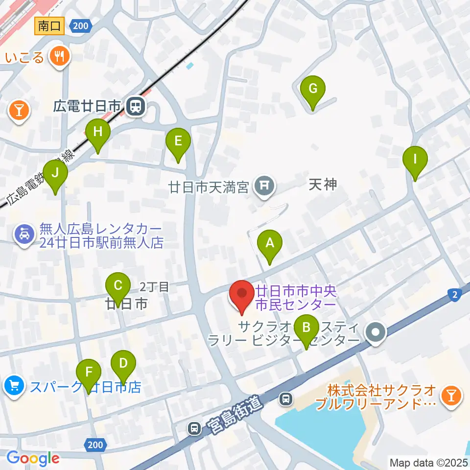 廿日市市中央市民センター周辺の駐車場・コインパーキング一覧地図