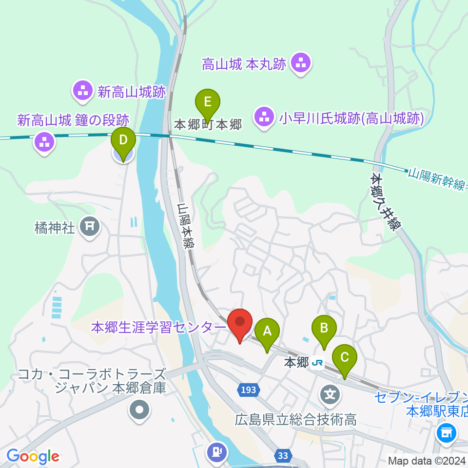 本郷生涯学習センター にいたかホール周辺の駐車場・コインパーキング一覧地図