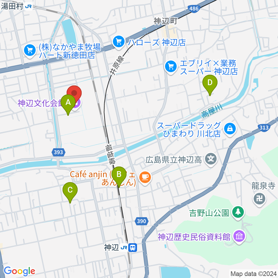 福山市神辺文化会館周辺の駐車場・コインパーキング一覧地図