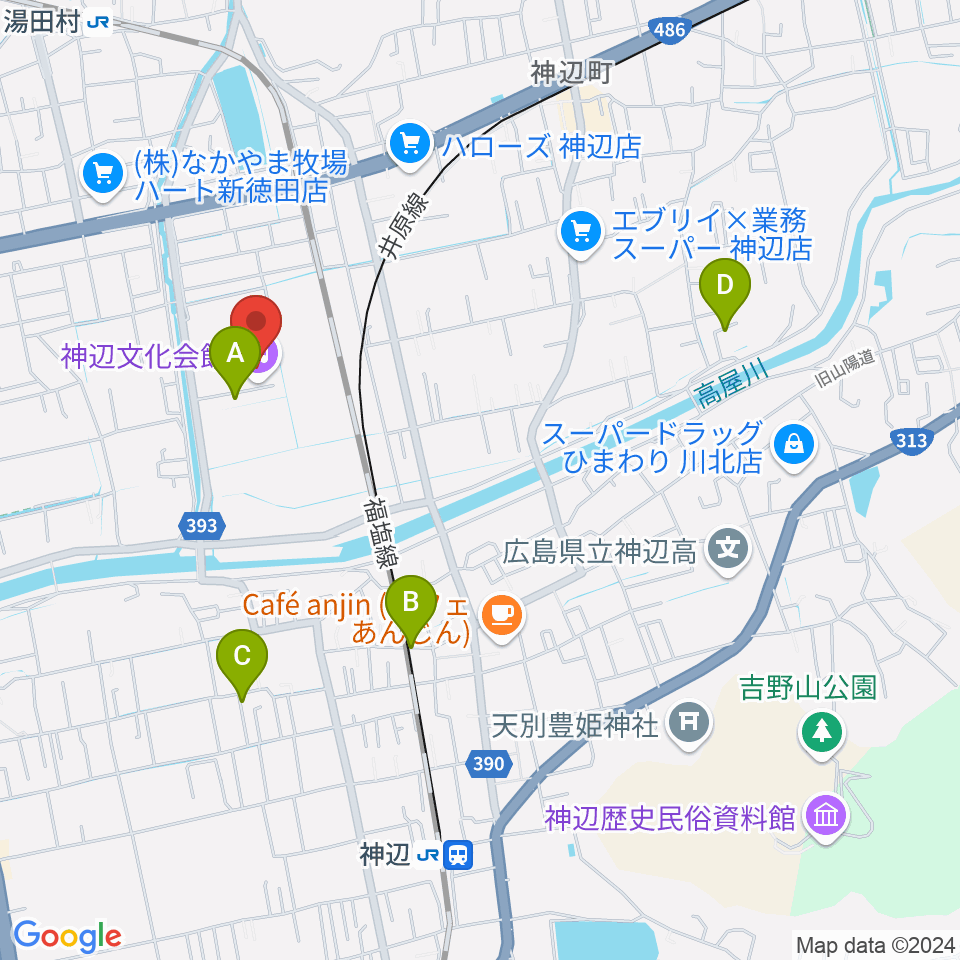 福山市神辺文化会館周辺の駐車場・コインパーキング一覧地図