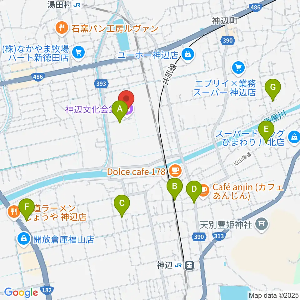 福山市神辺文化会館周辺の駐車場・コインパーキング一覧地図