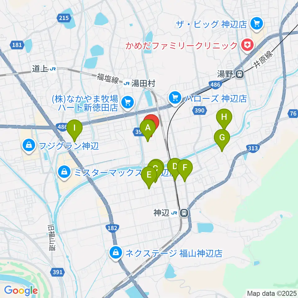 福山市神辺文化会館周辺の駐車場・コインパーキング一覧地図