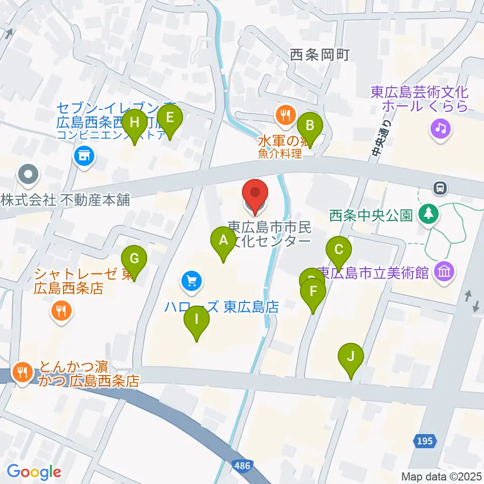 東広島市市民文化センター周辺の駐車場・コインパーキング一覧地図