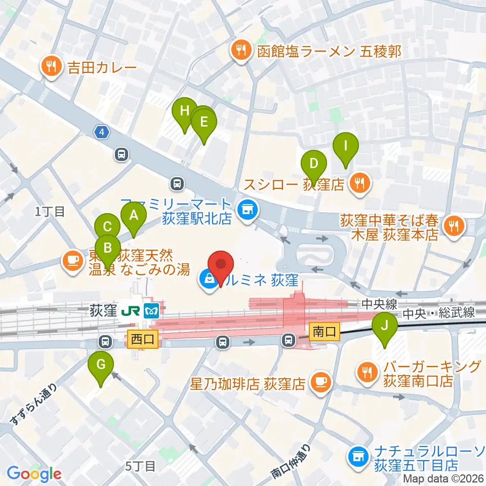 よみうりカルチャー荻窪 周辺の駐車場 コインパーキング一覧マップ