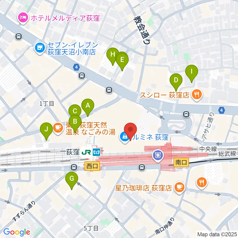 よみうりカルチャー荻窪周辺の駐車場・コインパーキング一覧地図