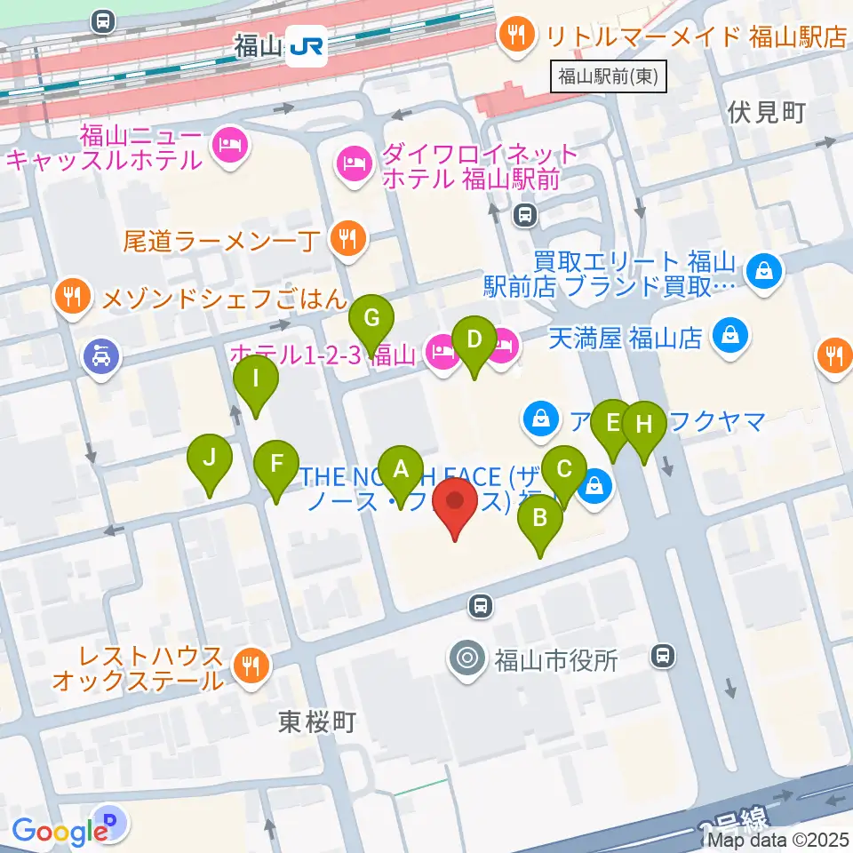 広島県民文化センターふくやま周辺の駐車場・コインパーキング一覧地図