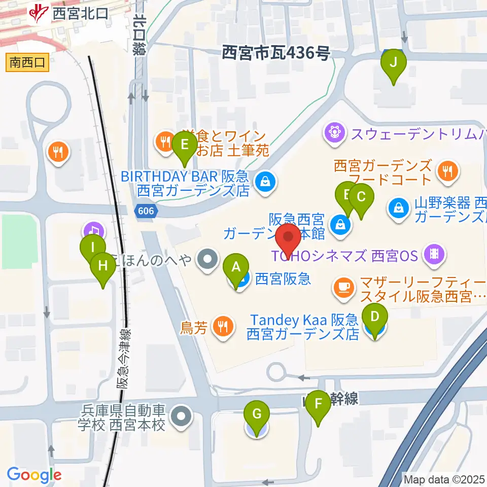 NHK文化センター西宮ガーデンズ教室周辺の駐車場・コインパーキング一覧地図