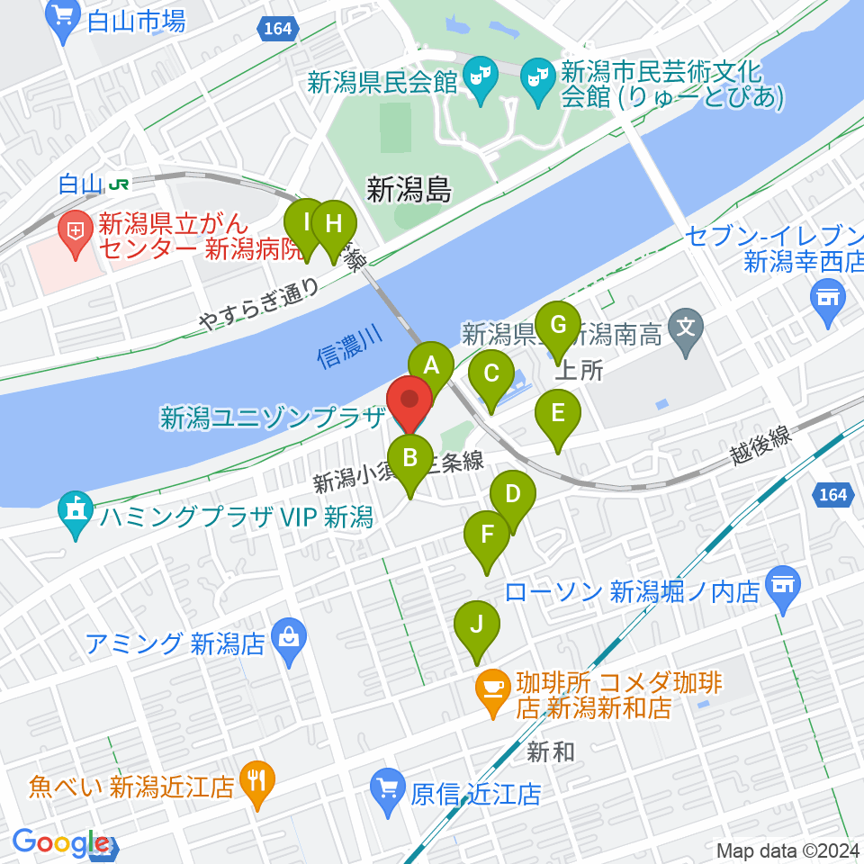 新潟ユニゾンプラザ周辺の駐車場・コインパーキング一覧地図