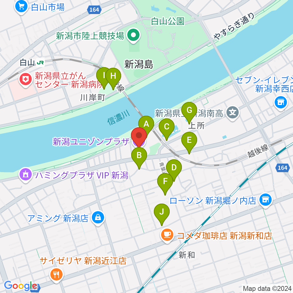 新潟ユニゾンプラザ周辺の駐車場・コインパーキング一覧地図