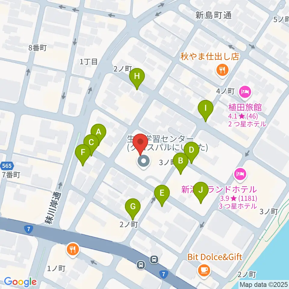 クロスパルにいがた周辺の駐車場・コインパーキング一覧地図