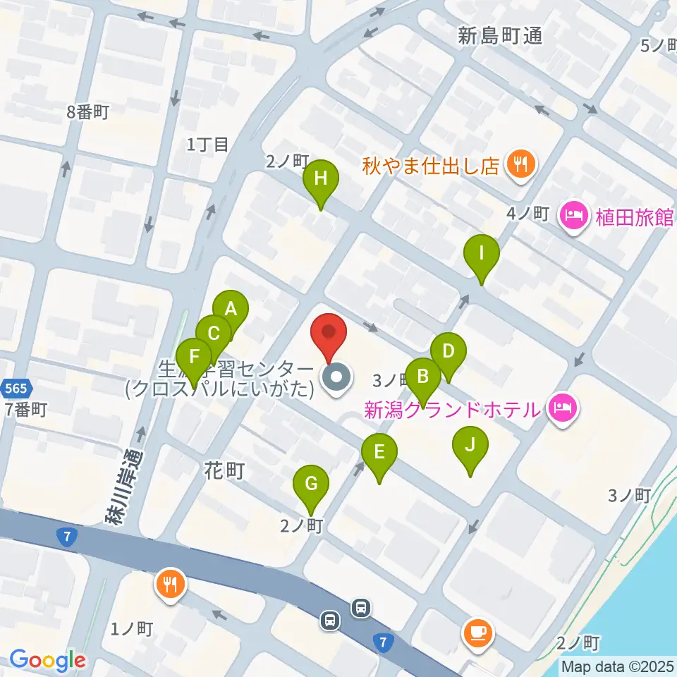 クロスパルにいがた周辺の駐車場・コインパーキング一覧地図