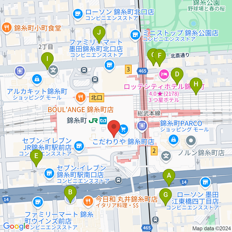 よみうりカルチャー錦糸町周辺の駐車場・コインパーキング一覧地図