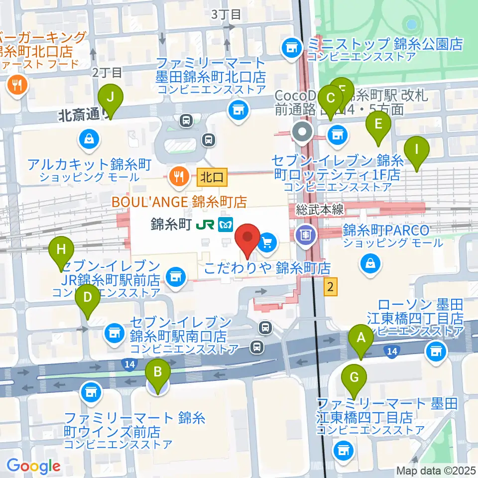 よみうりカルチャー錦糸町周辺の駐車場・コインパーキング一覧地図