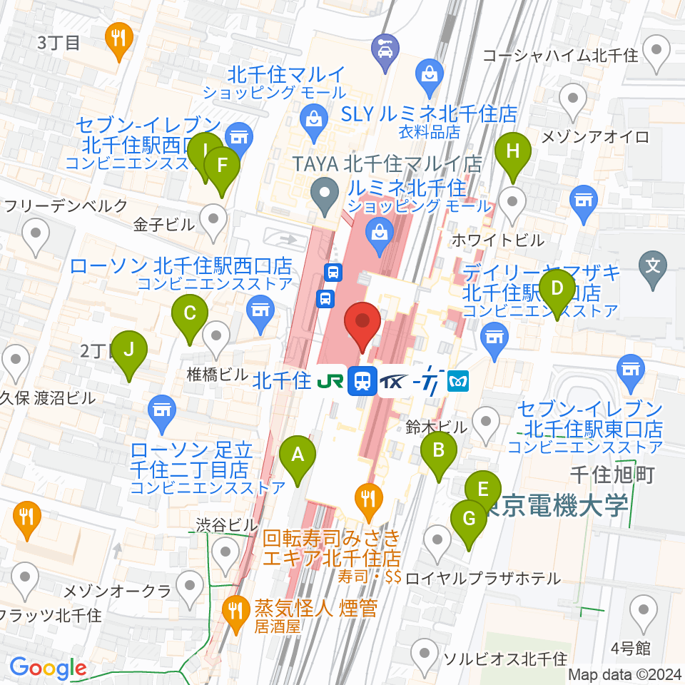 よみうりカルチャー北千住周辺の駐車場・コインパーキング一覧地図
