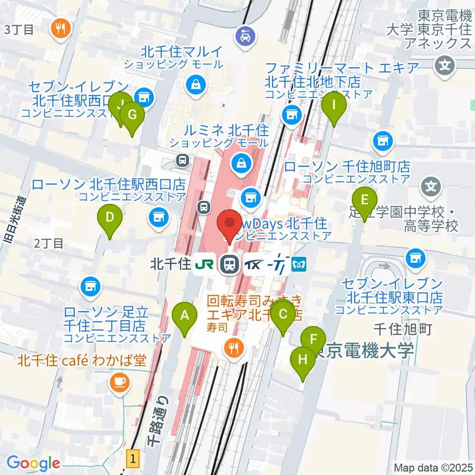 よみうりカルチャー北千住周辺の駐車場・コインパーキング一覧地図