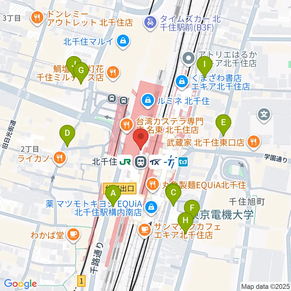 よみうりカルチャー北千住周辺の駐車場・コインパーキング一覧地図