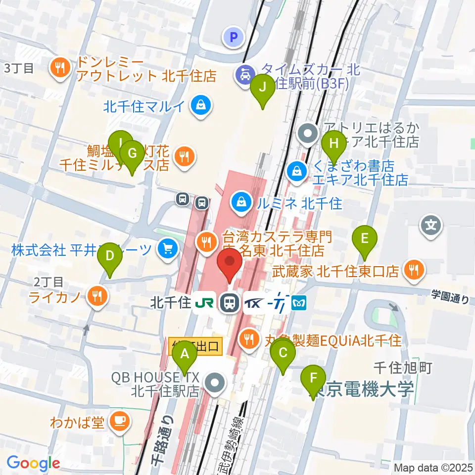 よみうりカルチャー北千住周辺の駐車場・コインパーキング一覧地図