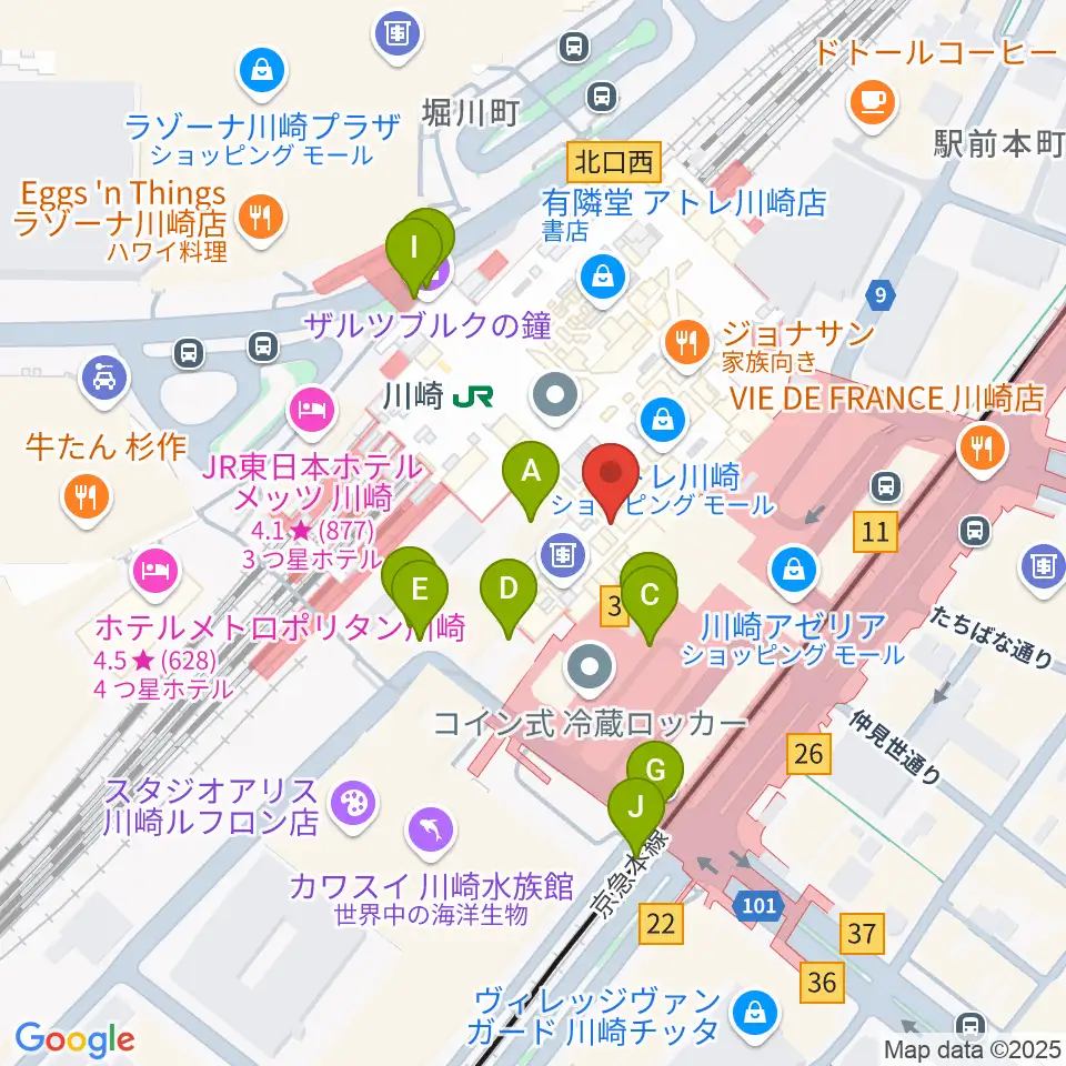 よみうりカルチャー川崎周辺の駐車場・コインパーキング一覧地図
