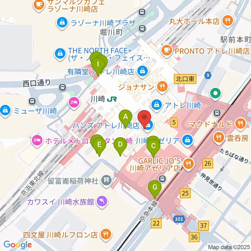 よみうりカルチャー川崎周辺の駐車場・コインパーキング一覧地図
