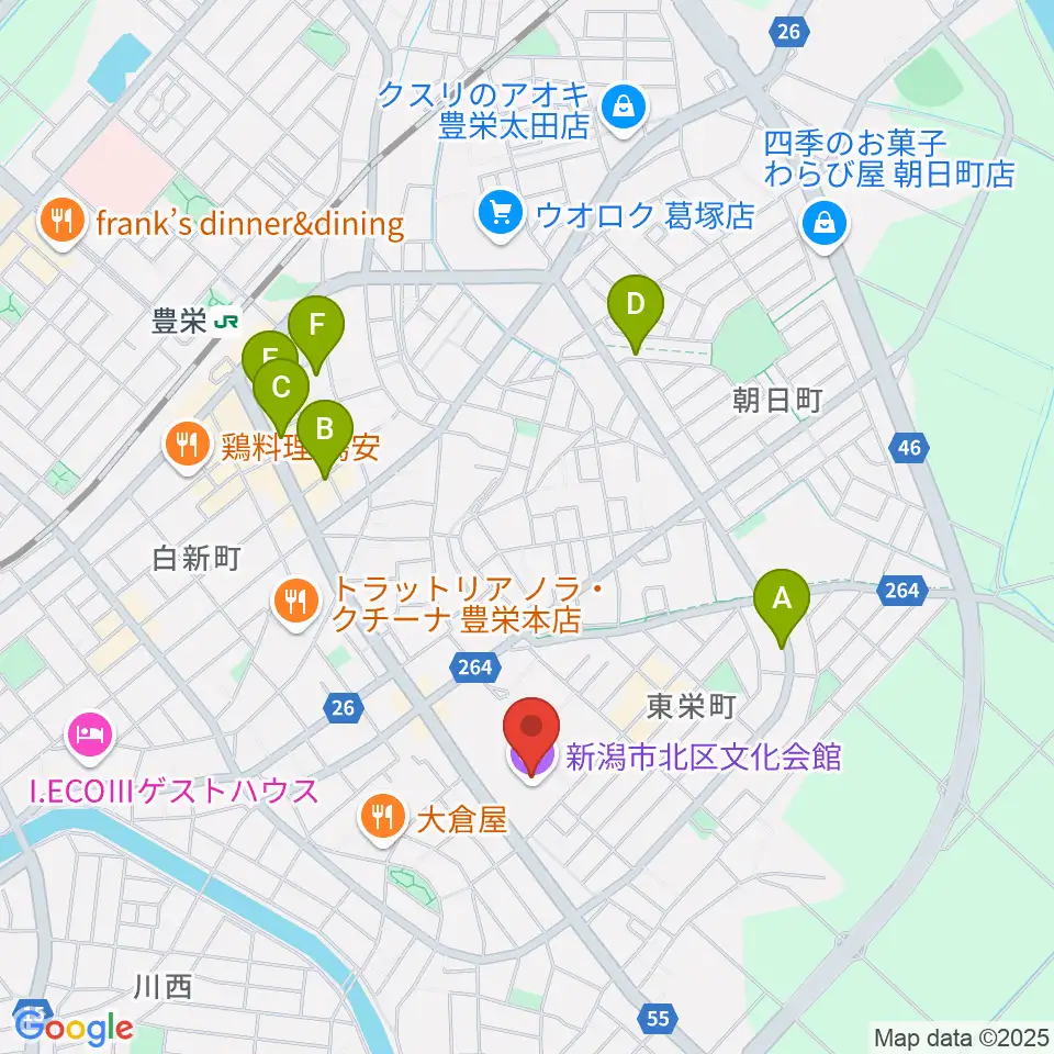 新潟市北区文化会館周辺の駐車場・コインパーキング一覧地図