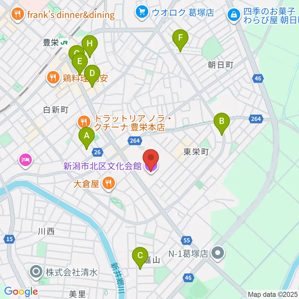 新潟市北区文化会館周辺の駐車場・コインパーキング一覧地図