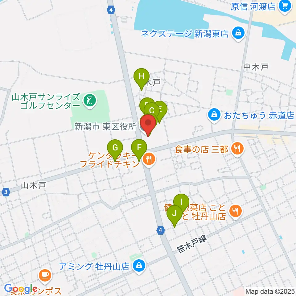 新潟市東区プラザ周辺の駐車場・コインパーキング一覧地図