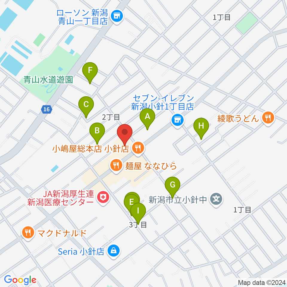 西新潟市民会館周辺の駐車場・コインパーキング一覧地図