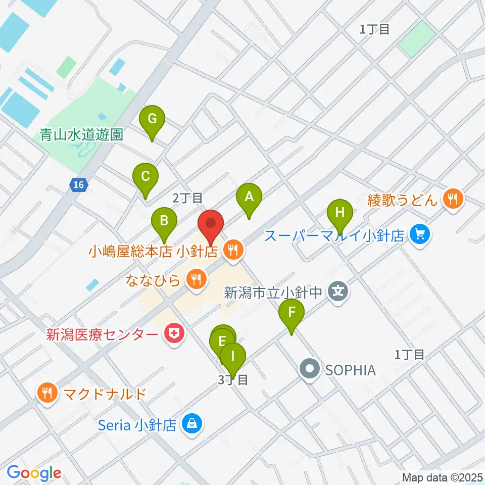 西新潟市民会館周辺の駐車場・コインパーキング一覧地図