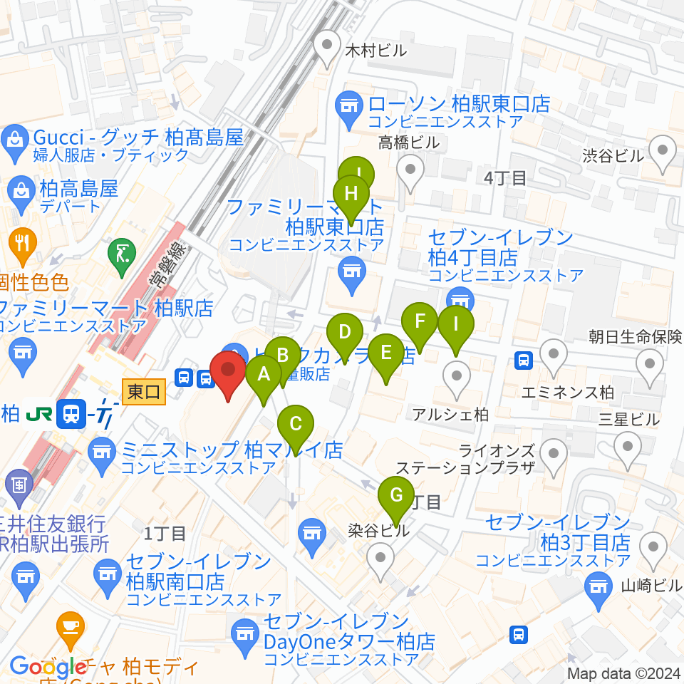 よみうりカルチャー柏周辺の駐車場・コインパーキング一覧地図