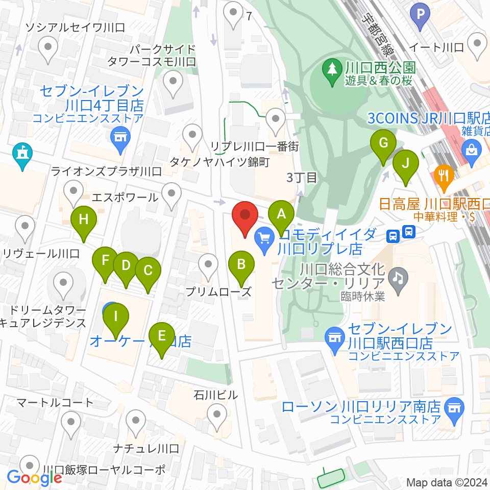 よみうりカルチャー川口周辺の駐車場・コインパーキング一覧地図