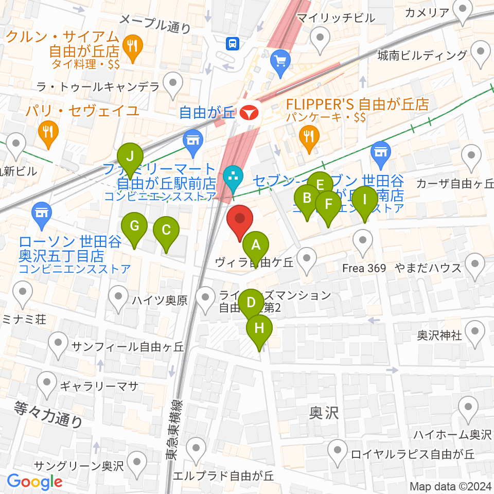 よみうりカルチャー自由が丘周辺の駐車場・コインパーキング一覧地図