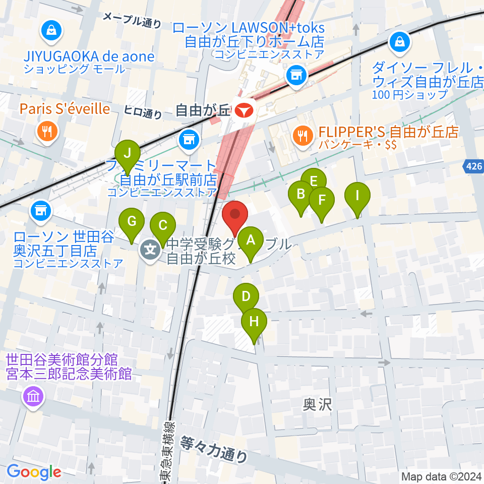 よみうりカルチャー自由が丘周辺の駐車場・コインパーキング一覧地図