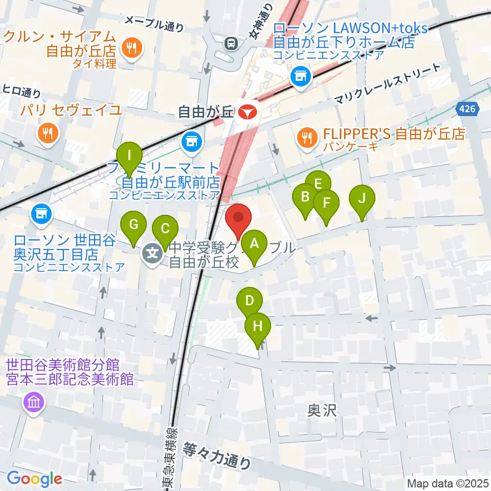 よみうりカルチャー自由が丘周辺の駐車場・コインパーキング一覧地図
