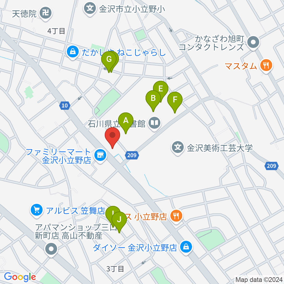 うつのみやカルチャーセンター小立野教室周辺の駐車場・コインパーキング一覧地図