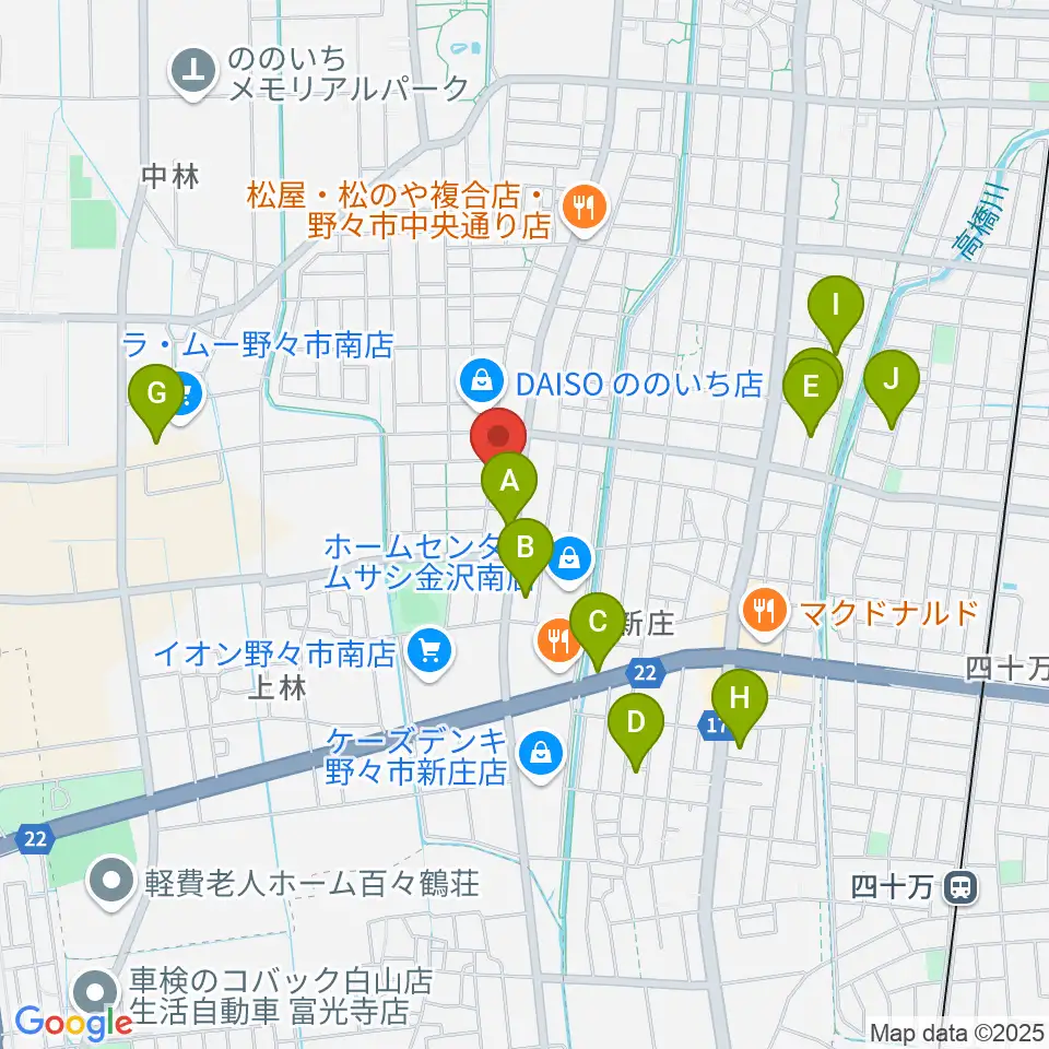 うつのみやカルチャーセンター野々市上林教室周辺の駐車場・コインパーキング一覧地図