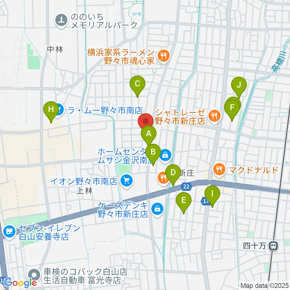 うつのみやカルチャーセンター野々市上林教室周辺の駐車場・コインパーキング一覧地図