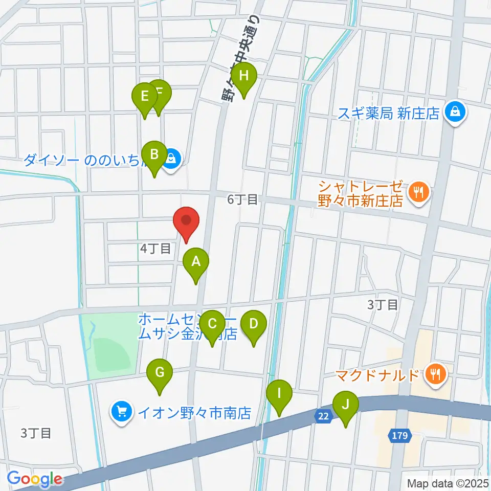 うつのみやカルチャーセンター野々市上林教室周辺の駐車場・コインパーキング一覧地図