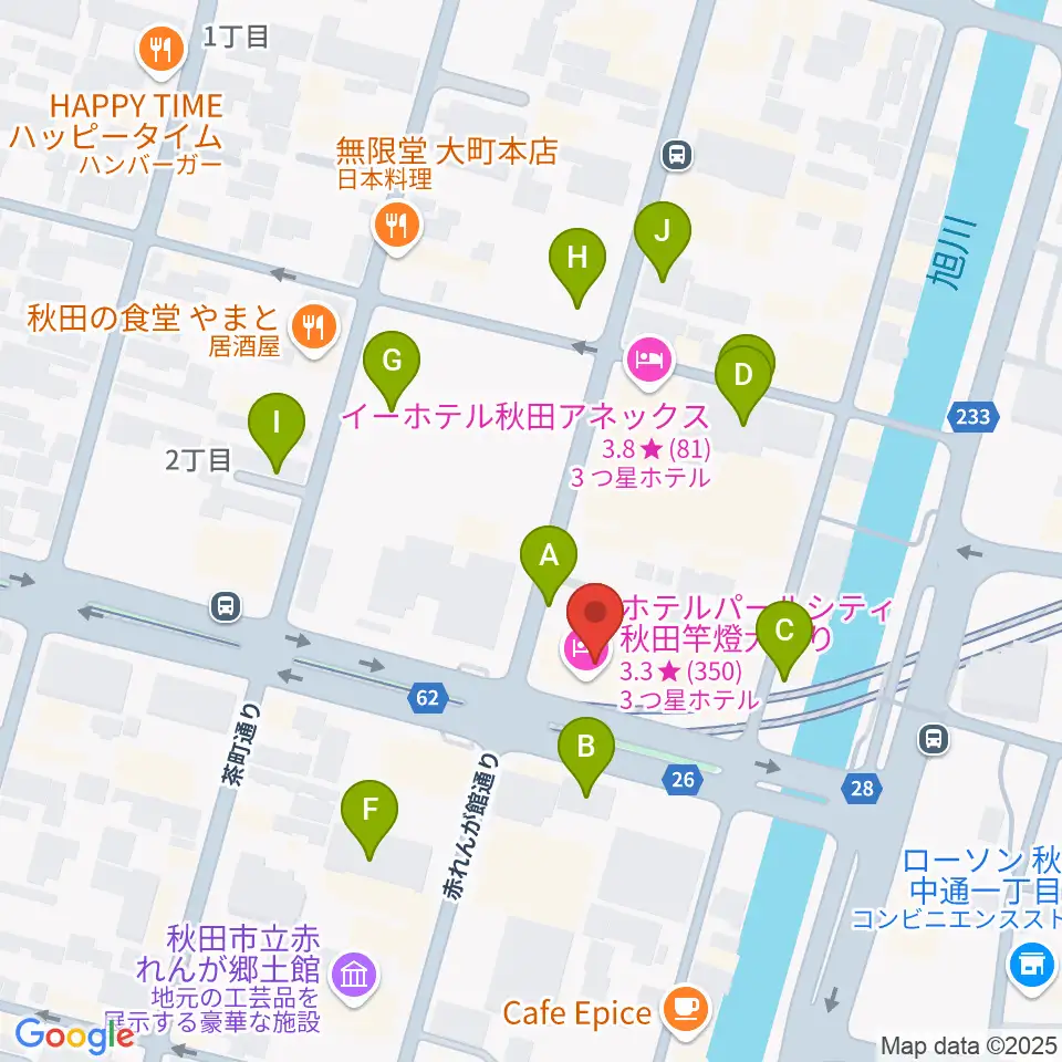 秋田クラブスウィンドル周辺の駐車場・コインパーキング一覧地図