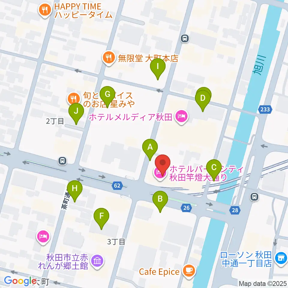秋田クラブスウィンドル周辺の駐車場・コインパーキング一覧地図